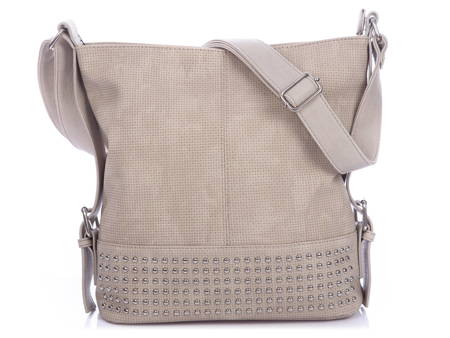 Jennifer Jones women's studded medium ecru handbag