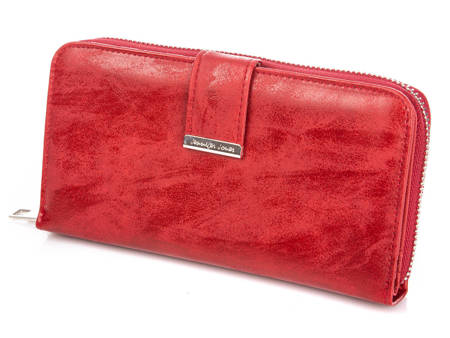 Duży portfel damski czerwony ze skóry ekologicznej Jennifer Jones